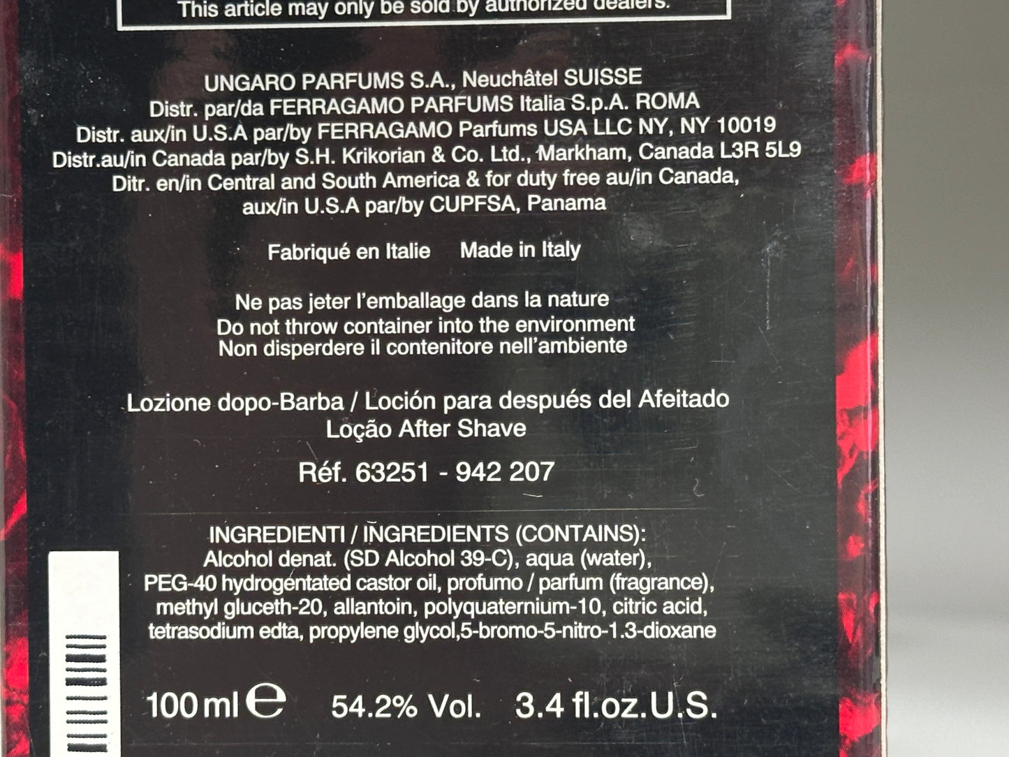 EMANUEL UNGARO UNGARO III POUR L´HOMME AFTERSHAVE LOTION 100ML