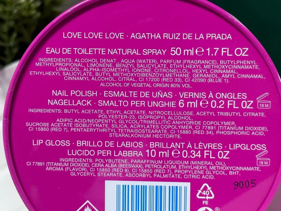 LOVE LOVE LOVE AGATHA RUIZ DE LA PRADA EAU DE TOILETTE 50ML SPRAY ESTUCHE REGALO